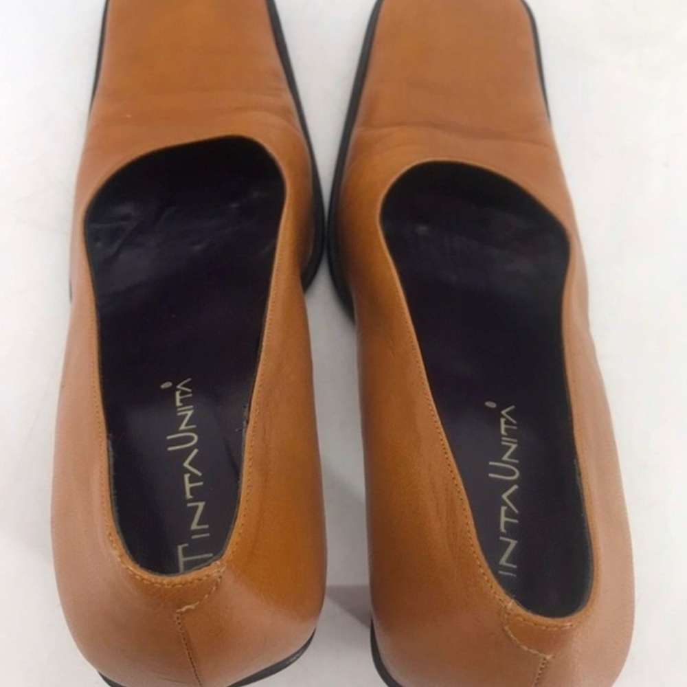 Vintage 90’s Genuine Leather Artisan Hand Crafted Square Toe Made In Italy Heels - Picture 5 of 15